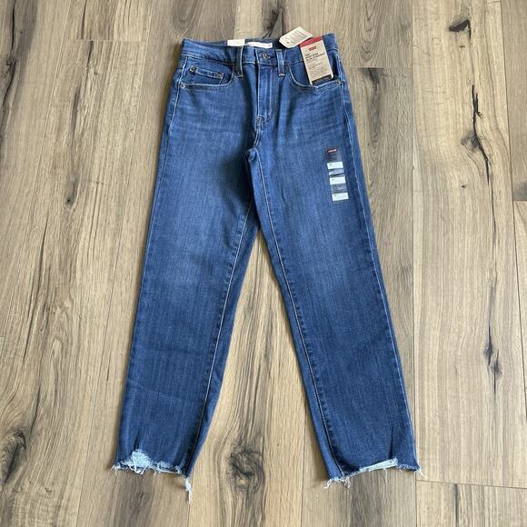NEW Levi's 724 High Rise Straight Cropped Stretch Sculpt Jeans Denim Size 27 - Picture 1 of 9